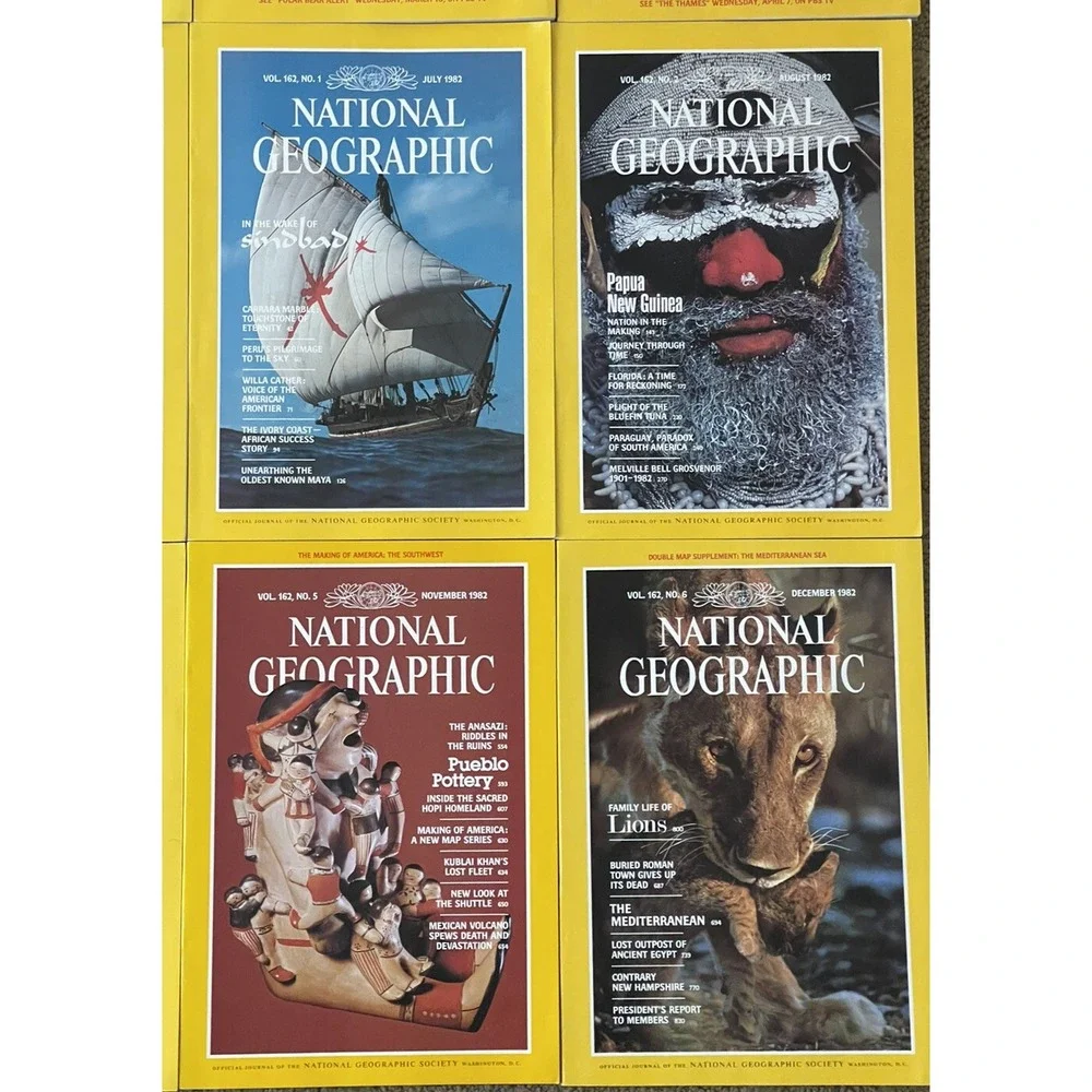 Lot of National Geographic Magazines 1982 lot of 12 full‎ set Jan-dec No Maps